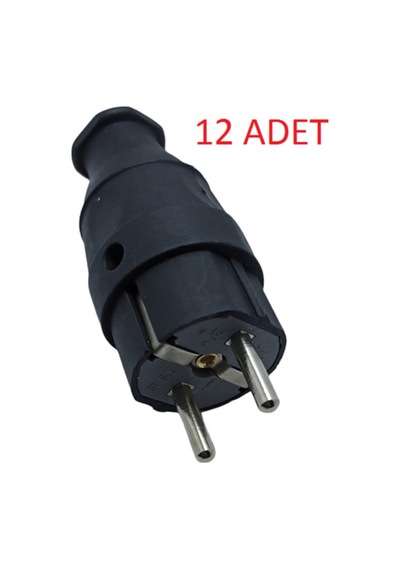 12 Adet Kauçuk Topraklı Erkek Fiş 12 Adet