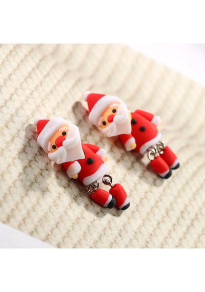 El İşi Kırmızı Noel Baba Küpe - Şenlikli Noel Kızların Hediye Takı Çok Renkli