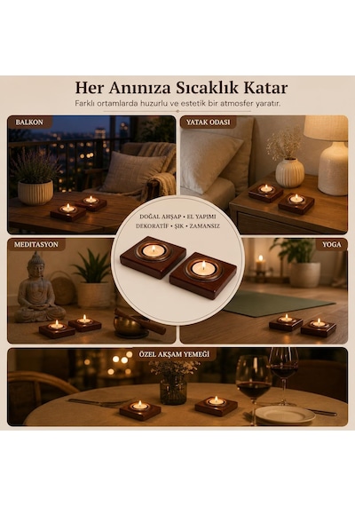 Bfastore El Yapımı Ahşap Tealight Mumluk Seti, Dekoratif Tasarım, 2 Adet, 9x7x1,5 Cm, Renk Seçenekli Koyu Maun Mum Çok Renkli Bfastore El Yapımı Ahşap Tealight Mumluk Seti, Dekoratif Tasarım, 2 Adet, 9x7x1,5 Cm, Renk Seçenekli Koyu Maun Mum Çok Renkli