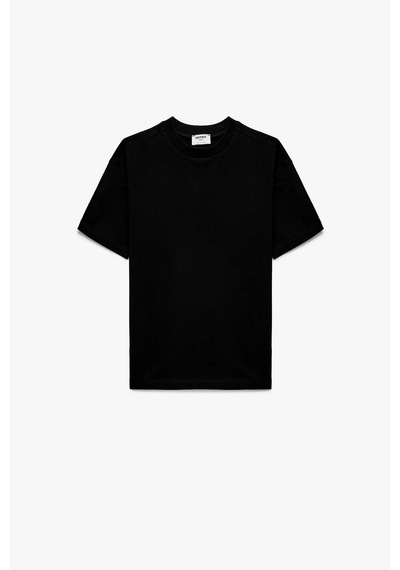 Koton Erkek Çocuk Pamuklu Kısa Kollu Bisiklet Yaka Oversize Basic Tişört Siyah