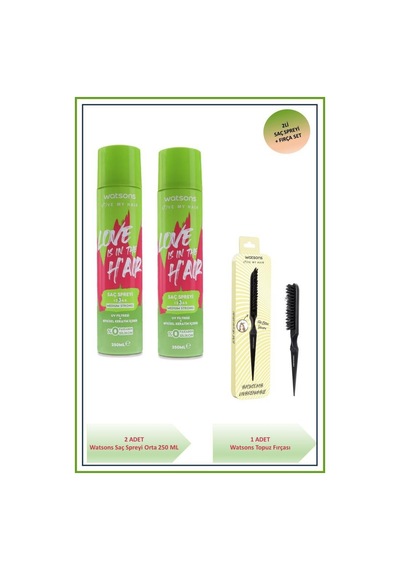 Saç Spreyi Orta Güçlü 250 Ml X2 Ve Watsons Topuz Fırçası