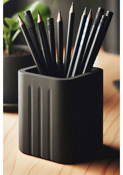 Modern Kare Kalemlik Minimal Masaüstü Kalem Organizer Siyah - Beyaz