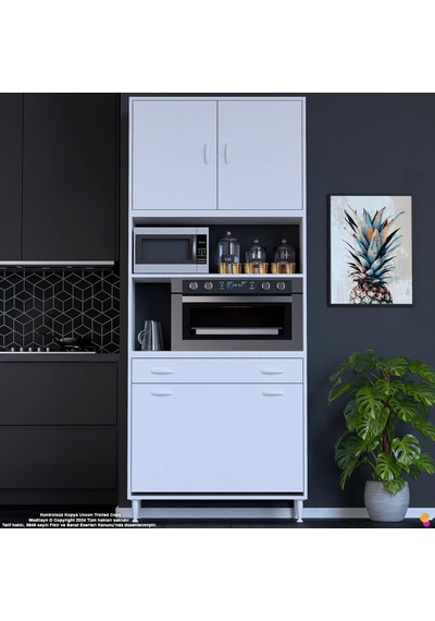 Modilayn Ece Fırın Bölmeli Kapaklı Çekmeceli Sepetli Çok Amaçlı Mutfak Dolabı 100 Cm Beyaz Modilayn Ece Fırın Bölmeli Kapaklı Çekmeceli Sepetli Çok Amaçlı Mutfak Dolabı 100 Cm Beyaz