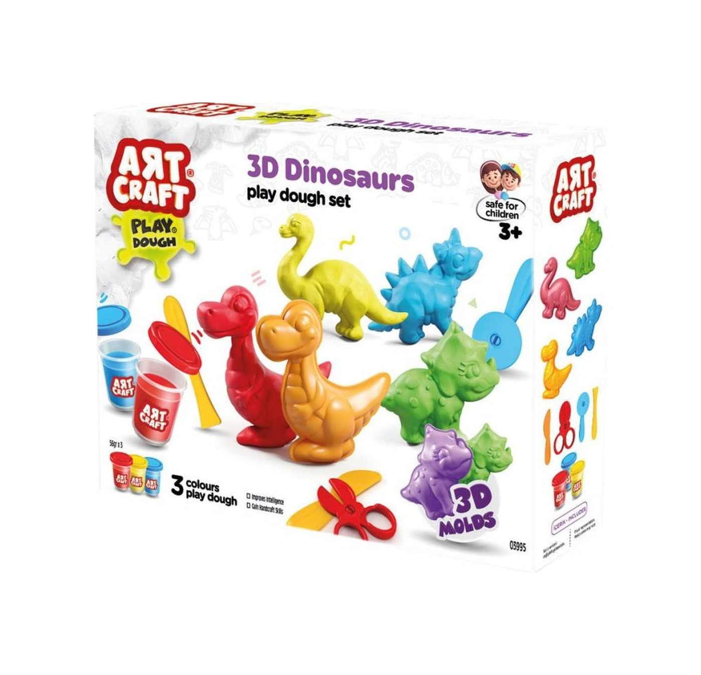 03995 Art Craft 3d Dinozorlar Hamur Set 168 Gr -fentoys