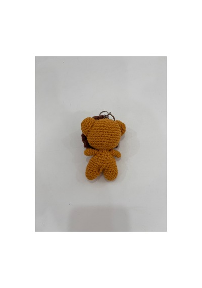 El Örgüsü Amigurumi Aslan Anahtarlık Sevimli Örgü Oyuncak Çanta Süsü Hediyelik Hardal Hardal