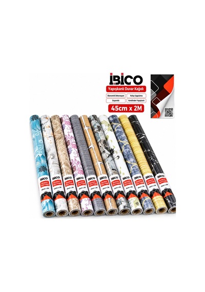 İbico İ13-070 Mix Desenli Folyo Duvar Kağıt 2mt X 45cm Dayanıklı Dekorasyon Kendinden Yapışkanlı Diğer