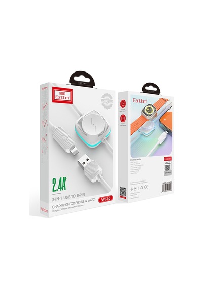 Usb To Lightning Ve 2.5w Kablosuz Saat Şarj Çıkışlı 2in1 Hızlı Şarj Kablosu Watch Şarj