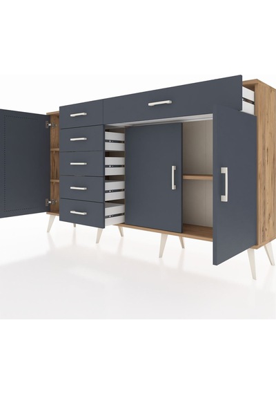 Arges Konsol 3 Raflı 6 Çekmeceli 3 Kapaklı 176x30x99 Çam-antrasit Antrasıt - Atlas Çam Arges Konsol 3 Raflı 6 Çekmeceli 3 Kapaklı 176x30x99 Çam-antrasit Antrasıt - Atlas Çam