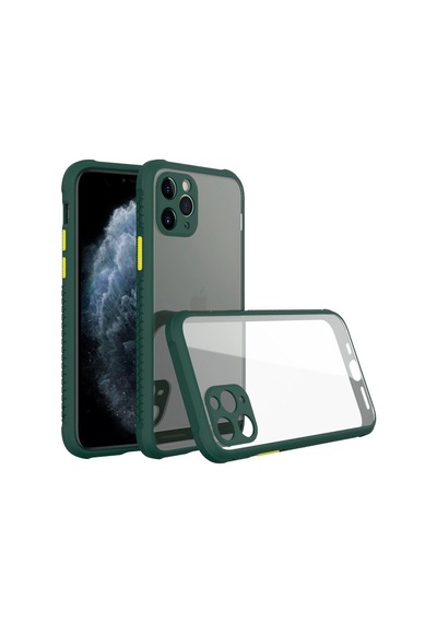 Apple İphone 11 Pro Kılıf Miami Şeffaf Silikon - Koyu Yeşil Düz Renkli
