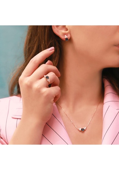 Prenses Model Swarovski Rose Gold Kaplama Set Gümüş