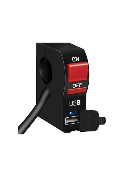 Motosiklet & Scooter Çift Fonksiyonlu Açma/kapama Anahtarı + 5v 2a Hızlı Usb Şarj Soketi