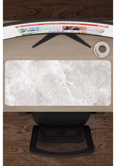 Beyaz Mermer Kaymaz Dikişli Kauçuk Oyuncu Mousepad V4 - 70x30 Xl Gaming Mouse Pad Fare Altlığı