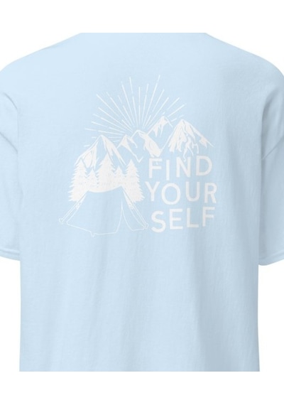 Wildstyle Find Yourself Kendini Keşfet Dağ Kamp Doğa Baskılı Unisex Pamuklu Tişört Bebek Mavisi