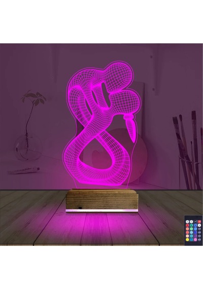 Luvivia Minimalist Aşk Sevgili 3d Lamba - Masa Gece Lambası Şeffaf