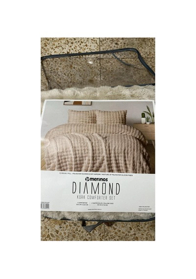 Ak Home Textile Diamond Kürk Comforter Set, Çift Kişilik Yorgan Seti 220x240 -bubble Krem Bej