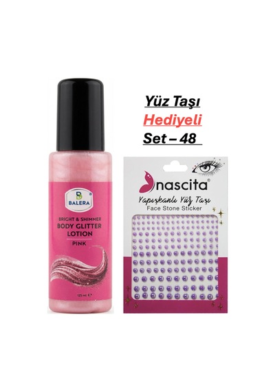 Vücut Losyonu Pembe Simli 125 Ml & Yüz Taşı Hediyeli-48