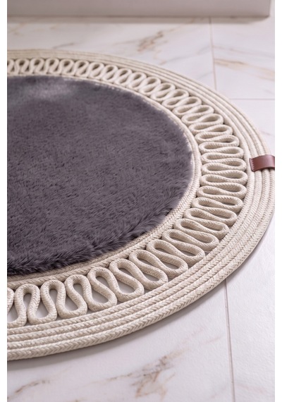 Banyo Paspası Takımı 60x100+60x60 Cm İç Trikot Antrasit Gri & Krem Antrasit Gri - Krem