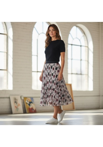 Eren Style Şifon İçi Astarlı Beli Lastikli Etek 95 Cm - 38-52 Ekru