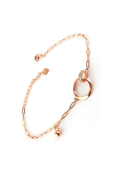 Zirkon Taş Detaylı 925ayar Gümüş Üzerine Rose Altın Kaplama İtalyan Sevgi Bağı Bileklik Gümüş