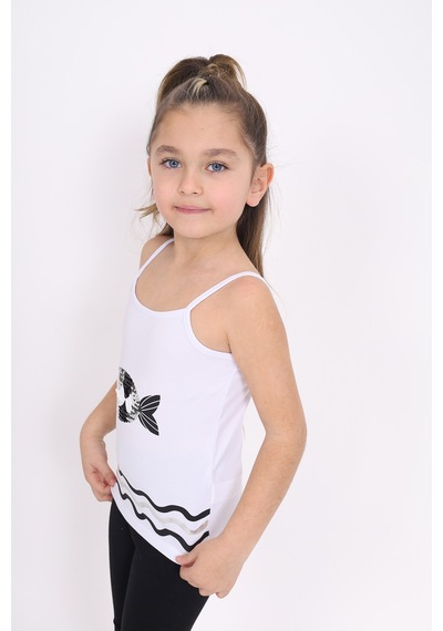 Toontoy Kids Toontoy Kız Çocuk Pul İşlemeli Balık Nakış Askılı Atlet Beyaz Toontoy Kids Toontoy Kız Çocuk Pul İşlemeli Balık Nakış Askılı Atlet Beyaz