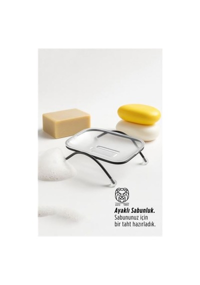 Ayaklı Sabunluk Su Giderli, Şeffaf Tasarım, 12 X 9 Cm, Tezgah Üstü Kullanım Ilkel-rssrvs Çok Renkli