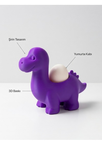 Sevimli Dinozor Yumurta Tutucu Dekoratif Mutfak Aksesuarı Kahvaltılık Stand Hediyelik Mor