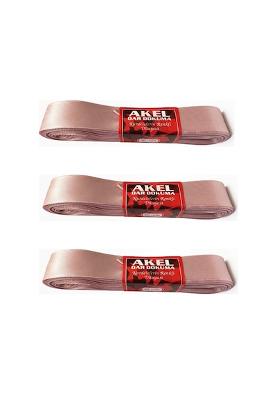Akel Dar Dokuma Toz Pembe Saten Kurdele - 3 Cm. X 10 Metre - 3 Adet Tüm Yaşlar