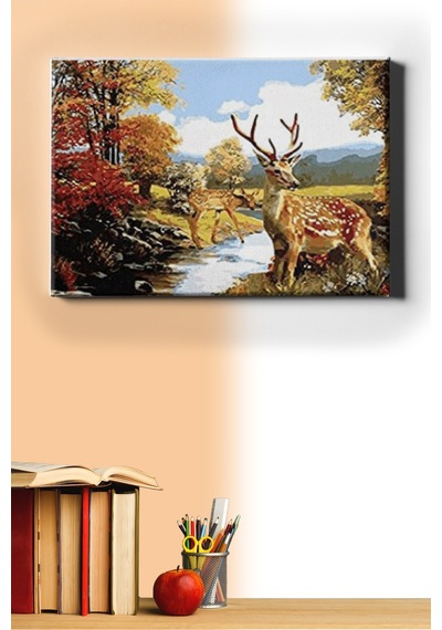 Webstyle Sayılarla Boyama Seti Kasnaklı Ceylan Ailesi 40 X 50 Cm
