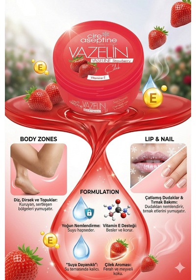 Cire Aseptine Vazelin Çilek 150 Ml 6 Adet