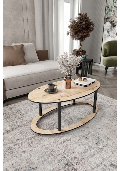Hole Masivo Orta Sehpa 70x40 Elips Safir Meşe Meşe