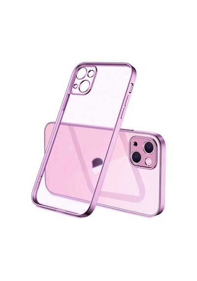Apple Uyumlu iPhone 13 Mini Renkli Kenar Seffaf Kilif Kamera Korumali Silikon 209650112 - Renk / Mor