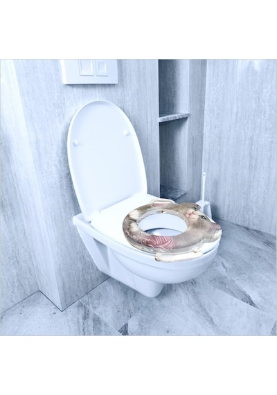 M3decorium Kedili Su Kir Çekmez Tutmaz Yumuşak Puflu Çocuk Bebek Tuvalet Wc Klozet Kapağı Kapak Oturağı Oturak