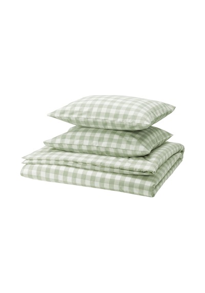Ikea Ektandvınge Çift Kişilik Nevresim Takımı 220 X 240 Cm Beyaz - Açık Yeşil Çok Renkli