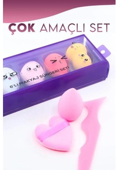 8'li Çok Amaçlı Makyaj Sünger Seti, Eyeliner Sürme Aparatı