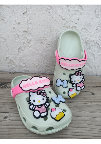 Huzurlu Adımlar Hello Kity Yeşil Çocuk Crocs Ywşil
