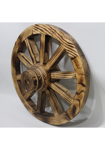 Otantik Ahşap At Arabası Tekeri 50 Cm.(Ahşap Yakma) Diğer