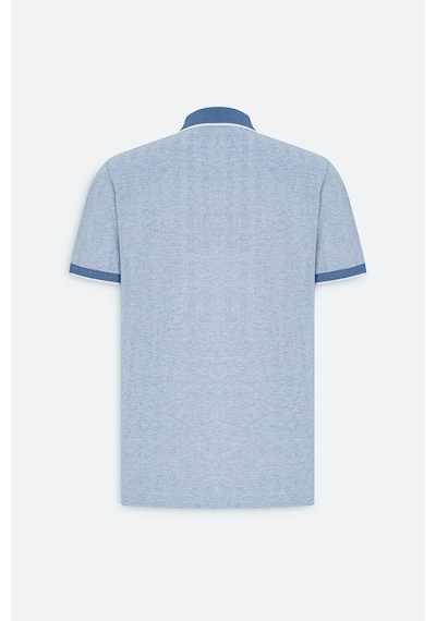 AC&Co / Altınyıldız Classics  Erkek Mavı Slim Fit Dar Kesim Pamuklu Jakarlı Polo Yaka Tişört Mavı