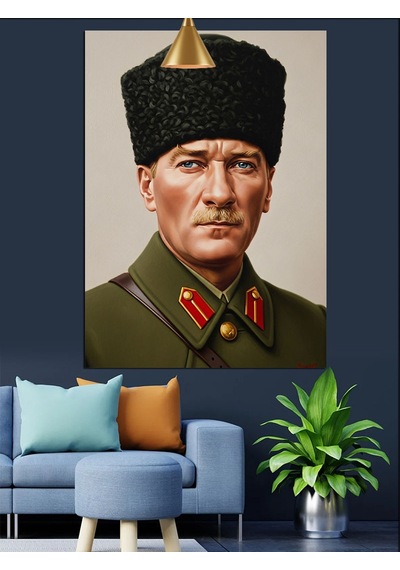 Mustafa Kemal Atatürk Askeri Portresi Dekoratif Kanvas - Mdf Ahşap Tablo