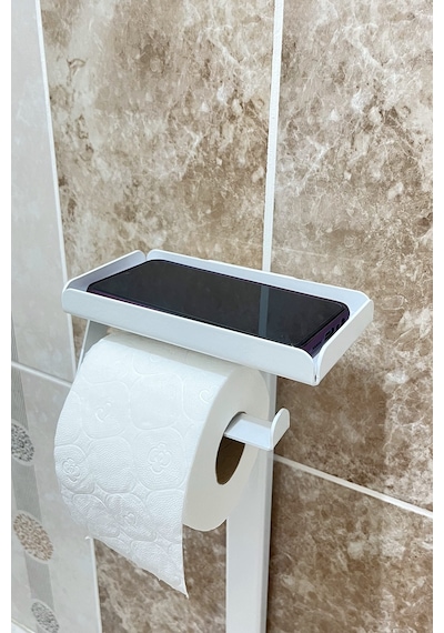 6 Parça Banyo Seti Çöp Kovası, Wc Fırça, Tuvalet Kağıtlık, Diş Fırçalık, Sıvı Sabunluk, Sabunluk Beyaz