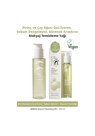 Midha Rice Bran & Tea Tree Sebum Dengeleyen Arındırıcı Makyaj Temizleme Yağı 150 ML
