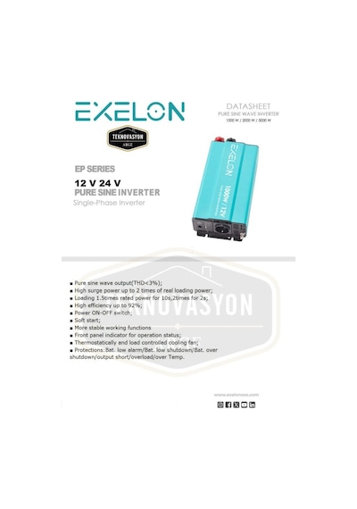 Exelon 12 V 1000w Tam Sinüs İnverter