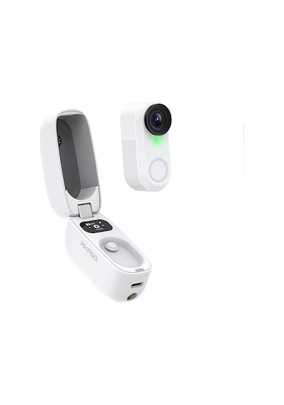 Akaso Snapx 4k/60fps 20mp Wi-fi Mini Aksiyon Kamera,taşınabilir Vücut Kamerası, Giyilebilir Video Ka Beyaz