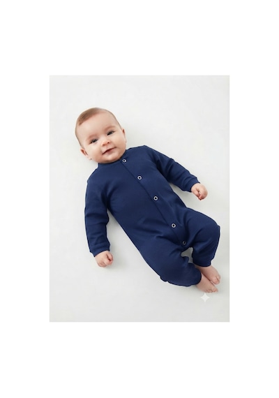 Gülerçocuk Unisex Yenidoğan İndigo Soft Bebek Tulum Şık Bebek Kıyafeti Rahat Günlük Bebek Giyim Lacivert