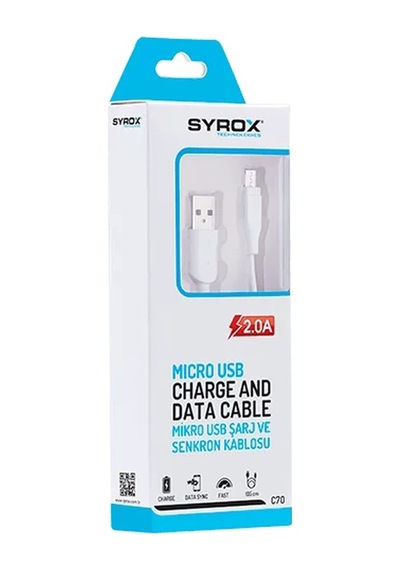 Syrox C70 2.0A Micro Şarj Data Kablosu