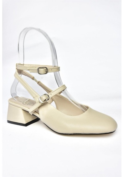 Fox Shoes P654137009 Bej Mary Jane Alçak Topuklu Kadın Ayakkabı Maryjane Bej