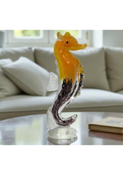 Ca-44 Cam Deniz Atı 25 Cm Dekoratif Figür Modern Şık Tasarım Ev Ofis Aksesuarı Hediye