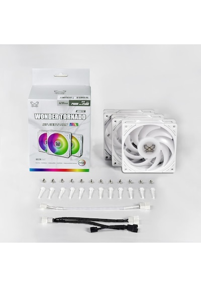 Wonder Tornado 120mm Argb Beyaz Kasa Fanı 3'lü Paket, 26mm Kalınlık, 2500 Rpm, Fdb Rulman, Titreşim Önleyici Tasarım, 3-pin Argb, 120.000 Saat Ömür, Pc Ve Sıvı Soğutma Uyumlu Çok Renkli Wonder Tornado 120mm Argb Beyaz Kasa Fanı 3'lü Paket, 26mm Kalınlık, 2500 Rpm, Fdb Rulman, Titreşim Önleyici Tasarım, 3-pin Argb, 120.000 Saat Ömür, Pc Ve Sıvı Soğutma Uyumlu Çok Renkli