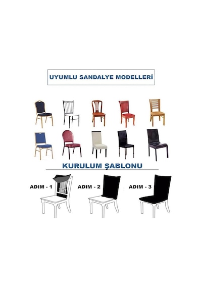 İpek Kadife 6'li Sandalye Kılıfı Likralı Lastikli Kadife Sandalye Örtüsü Açık Gri Diğer