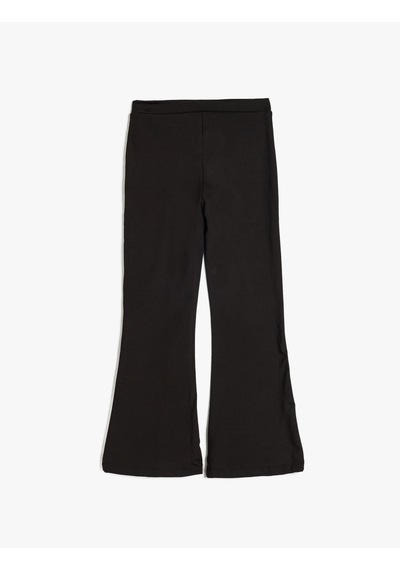 Koton Basic İspanyol Paça Pantolon Beli Lastikli Siyah 5wkg40185ak Siyah