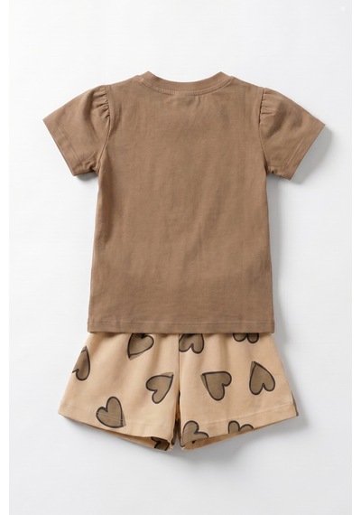 Joy Kids Kız Çocuk Kalp Baskılı Günlük Takım 6-24ay Kahve